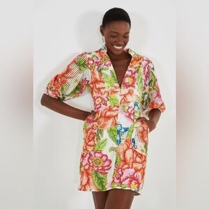 Farm Rio Eyelet Floral Vintage Mini Dress - NWOT